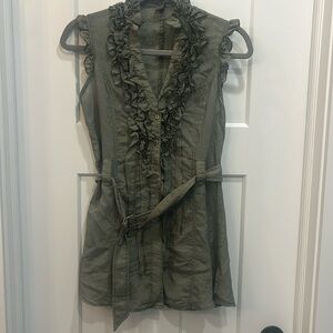 Poetry Clothing sleeveless belted v neck ruffle‎ shirt